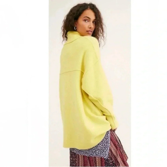 Free People Afterglow Mockneck Sweater Lime Green - Picture 4 of 8